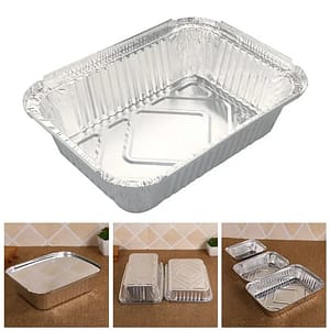 NEW 1Pcs Disposable BBQ Aluminum Foil Pans Take-out Food Containers Rectangle Lunch Box Grill Catch Tray Kitchen Supplies Home  Garden