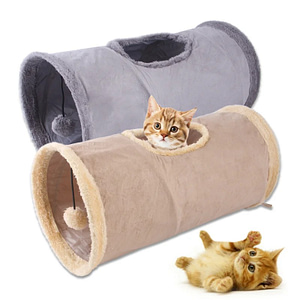 Collapsible Cat Tunnel Suede Fabric Puppy Rabbit Play Chase Hide Tunnel Tube Indoor for Game Exercising Hiding Training Pet Toys Pet Supplies