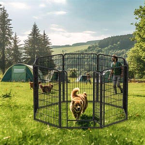 8 pieces of heavy-duty metal game fence with door