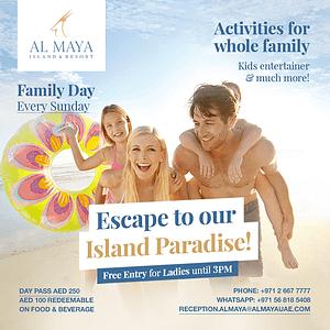 Escape to Our Island Paradise! - Al Maya Island & Resort Sunday Pool Party Family Day Arabic Events