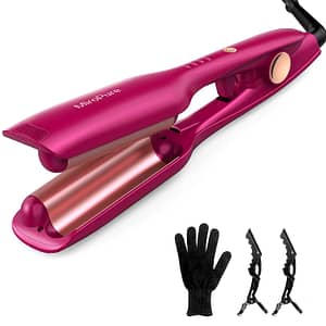 US stock 1 Inch Hair Waver & Crimper Iron Waves Curling Iron with PTC Heater Auto Shut-Off