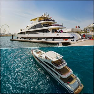 Dubai Harbour Superyacht Experience with Live station & Drinks Boat Tours and Cruises