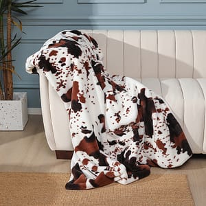 Soft Cow Print Furry Blanket Throw For Bedroom Living Room Sofa Couch Bed Faux Fur Fleece Blankets Home  Garden