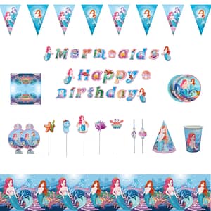 Decorative Mermaid Birthday Tableware Set with Celebratory Theme Home  Garden