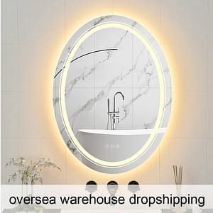 700x500mm LED Oval Mirror Anti-Fog Dimmable Illuminated Vanity Mirror Backlit Wall Mounted Bathroom Mirror with 3 Color Lights Bathroom Mirror Home  Garden