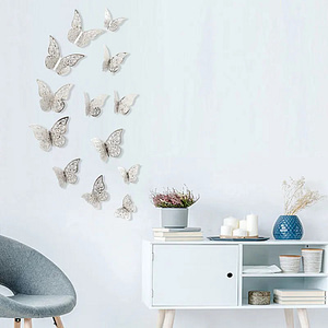 NEW 2024 12 Pcs/Set 3D Wall Stickers Hollow Butterfly for Kids Rooms Home Wall Decor DIY Mariposas Fridge stickers Room Decoration Home  Garden