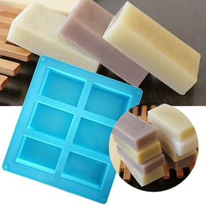 6 Cavity Rectangle Silicone Soap Mold DIY Making Homemade Cake Mould Handmade Soap Making Craft for Home Bathroom Soap Forms Home  Garden