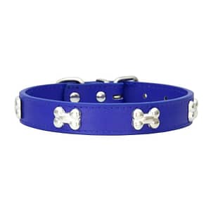 Cross border new pet collar collar spot wholesale PU leather bone dog collar collar can be matched with traction belt Pet Supplies