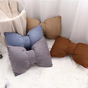 NEW Cilected Nordic Ins Cute Bow Cushion Solid Color Princess Seat Chair Cushion Sofa Decorative Throw Pillows Pompom Cushions Home  Garden