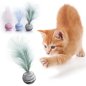 Cat toy Ball Feather Funny Cat Toy Star Ball Plus Feather Foam Ball Throwing Toys Interactive Plush Toys Pet Supplies katten toy Animal Rescue Donation Pet Supplies