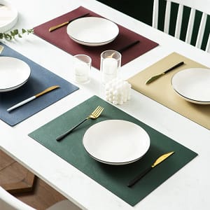 Nordic Leather Placemats Waterproof Oilproof Western Table Pads Tableware Solid Color Non Slip Bowl Mat Home  Garden