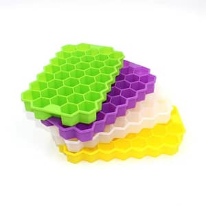 NEW 10 Colors 37 Cavity Honeycomb Silicone Ice Cube Mold Reusable Silicone Ice Cube Tray for Summer Whiskey Cocktail Without Cover Home  Garden