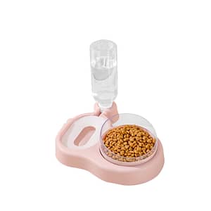 Pets Food and Water Bowl Set Cat Bowls Elevated Cat Food Bowl with Automatic Waterer Bottle for Small or Medium Size Dogs Cats Pet Supplies