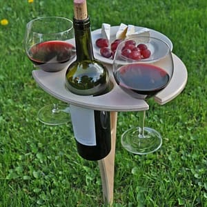 Outdoor Wine Table Portable Desktop Foldable Round Desktop Mini Wooden Picnic Table Easy Carry Wine Rack Support Dropshipping Home  Garden