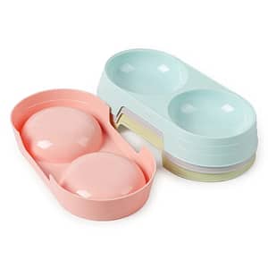 NEW Colorful Plastic Pet Double Bowls Creative Easy To Clean Bowl Pet Food Water Feeder Dog Cat Bowl Pet Feeding Supplies Pet Supplies