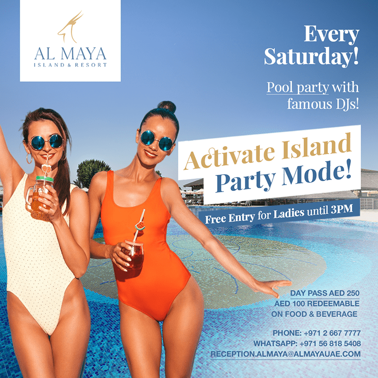 Activate Island Party Mode at Al Maya Island & Resort Saturday Pool Party in Abu Dhabi Nightlife