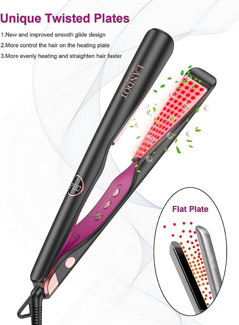 HS168 Landot 2-In-1 Hair Tool - Combination Straightener & Curler with Adjustable Temperature Hair Products
