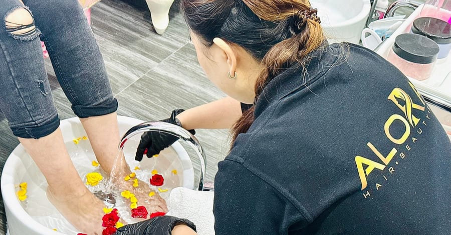 Choice Of Manicure And Pedicure At Alora Beauty Salon Abu Dhabi