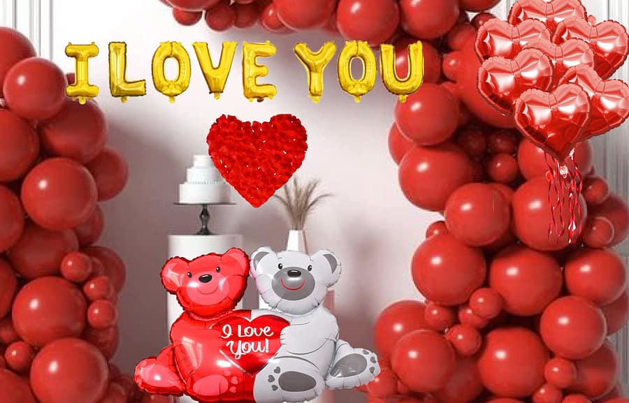 Elegant Red & Pink 'I Love You' Heart Balloons Set for Sweetheart Gatherings Home  Garden