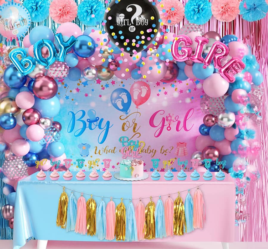 Party Essentials Gender Reveal Collection Full-Set of Festive Table Settings & Ornaments Home  Garden