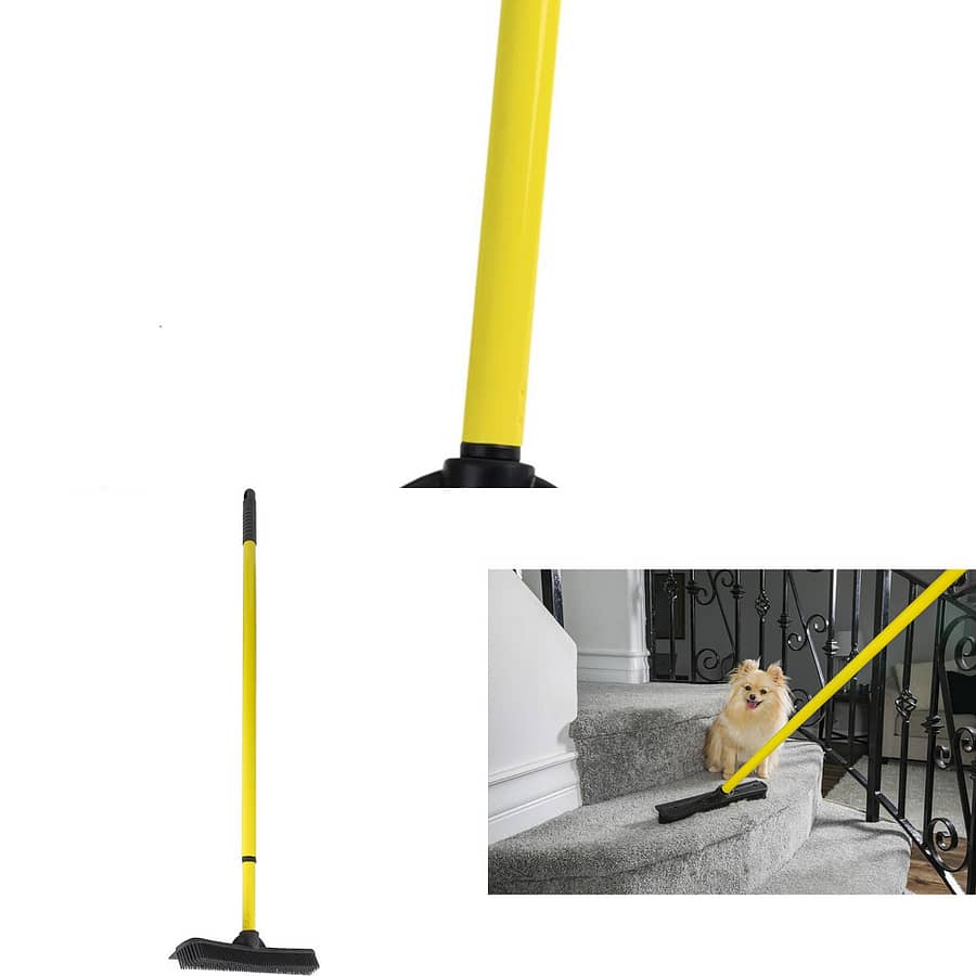 New Original Indoor Pet Hair Rubber Broom With Carpet Rake Squeegee