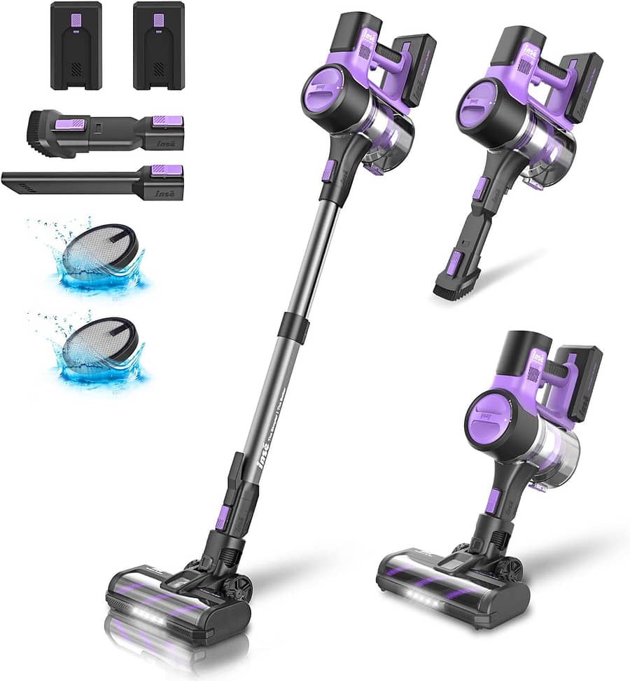 INSE S10P Cordless Vacuum Cleaner - 6-in-1 Stick Design with 26kPa Powerful Suction & Dual Battery System for Extended Use on Hard Floors (Purple) Household Appliances