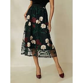 Embroidery Virginia Floral Midi Skirt