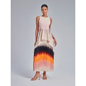 Ombre Pleated Midi Skirt