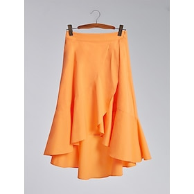 Asymmetrical Ruffle Midi Skirt