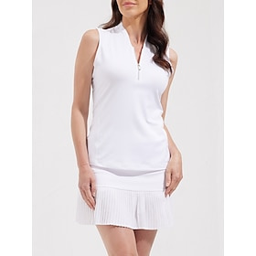 Women's Golf Polo Shirt White Sleeveless Top Ladies Golf Attire Clothes Outfits Wear Apparel