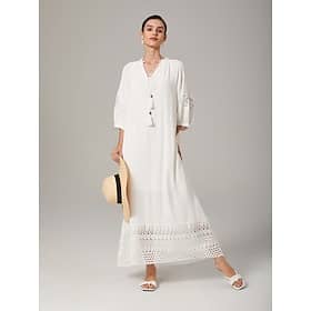 Lace-Trimmed White Vacation Dress