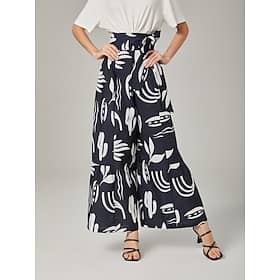 Vacation black and white print wide-leg pants