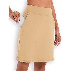 Women's Tennis Skirts Golf Skirts 19inch Pickleball Khaki Tennis Clothing Golf Apparel Ladies Golf Attire Clothes Outfits Wear Apparel