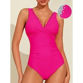 Triangle V-Neck Petal Border One-Piece Swimsuit