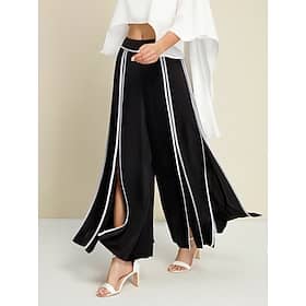 Satin Contrasting Binding Process Elegant Wide Leg Culottes