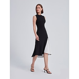 Sleeveless Asymmetrical Contrast Dress