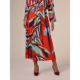 Satin Ruched Printing Elegant Midi Skirt