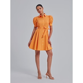 Puff Sleeve Shirt Dress