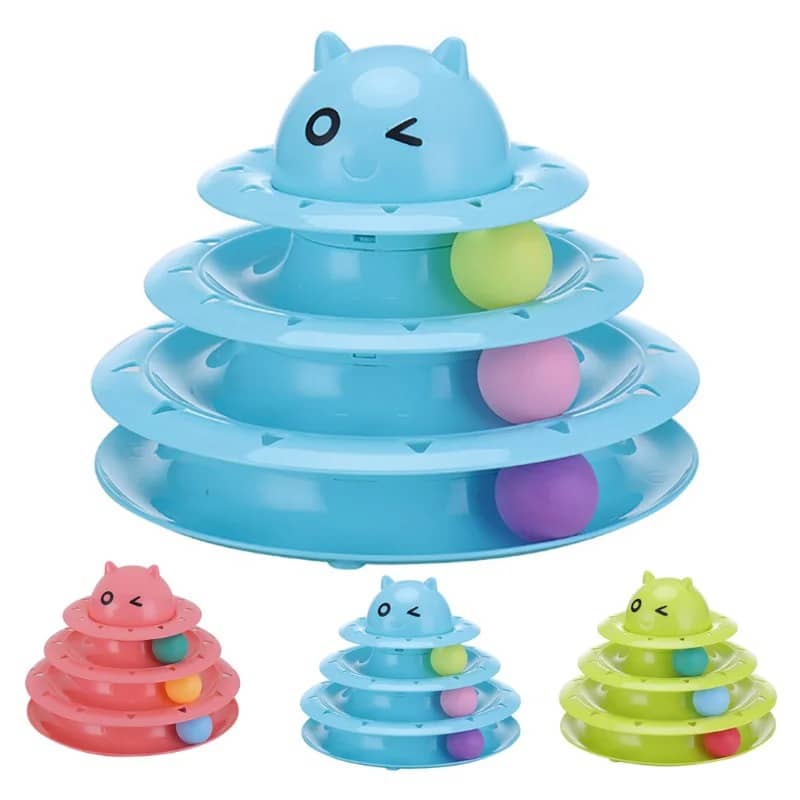 BUY Cat Toy Three-Layer Turntable Track Tower Amusement Training Cat Interactive Toy Pet Toy With Balls Pet Cat Toy Track Carousel - Pet Supplies at DYAF.com
