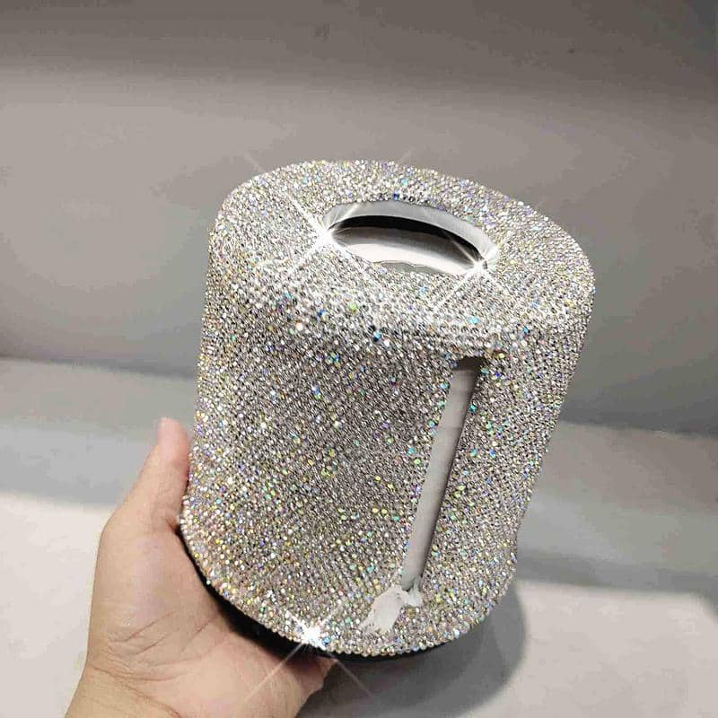 BUY Tissue Boxes & Napkins Rhinestone Cylinder Box Circular Pumping Case Office Living Room Bedroom Toilet Roll Paper Tube Bucket Holder Storage - Home  Garden at DYAF.com