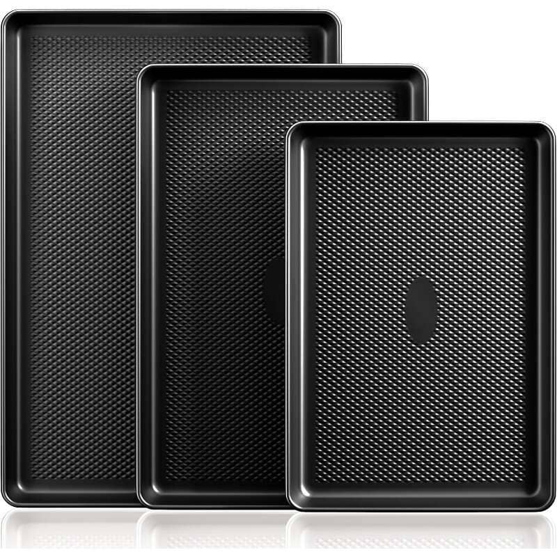 BUY Baking Cookie Sheets Nonstick -Baking Sheet Set of 3, Half/Quarter/Jelly Roll Pan for Oven, Dark Grey 4.23 - - Home  Garden at DYAF.com