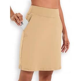 Women's Tennis Skirts Golf Skirts 19inch Pickleball Khaki Tennis Clothing Golf Apparel Ladies Golf Attire Clothes Outfits Wear Apparel