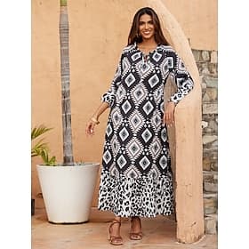 Boho Abstract Animal Print Maxi Dress