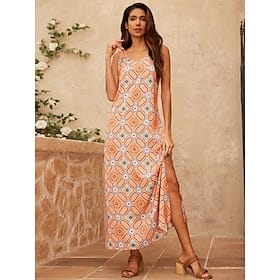 Satin Moroccan Boho Maxi Dress