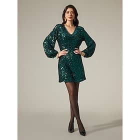 Sequin Tie Back Dark Green Elegant Mini Dress