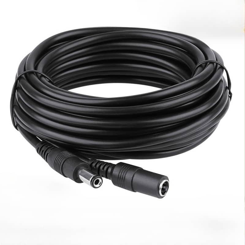 DC12V Power Extension Cable 2.1x5.5mm Connector Male To Female For CCTV Security Camera Black Color 16.5 Feet 5M 10m power cable Computers  Networking
