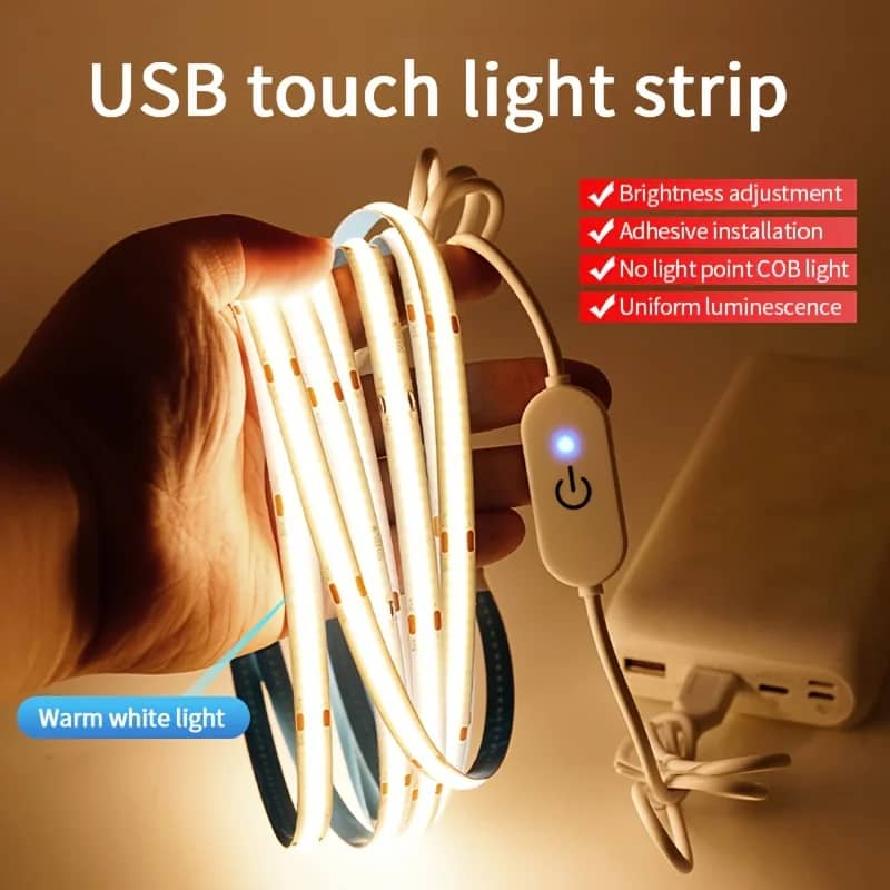 BUY Touch Sensor COB LED Strip Lights Dimmer Switch Linear Lighting Flexible Diode Tape 5V USB For Room Decor TV Backlight Decor - Lights  Lighting at DYAF.com
