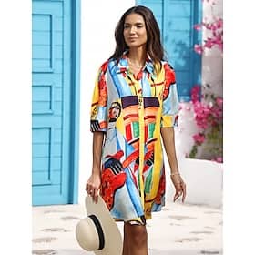 Satin Artistic Still Life Print Mini Shirt Dress