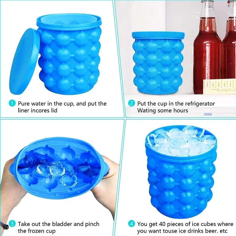 BUY NEW Dropshipping Portable 2 in 1 Large Silicone Ice Bucket Mold with Lid Space Saving Cube Maker Tools for Kitchen Party Barware - Home  Garden at DYAF.com