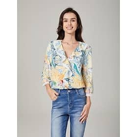 Summer Colorful Printed French V-Neck Shirt